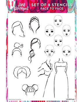 Creative Expressions Jane Davenport Stencil A4 Face to Face (8pcs) (CEJDST008) (OUTLET)
