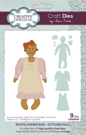 Creative Expressions Sam Poole Craft Die Rustic Homestead Stitched Doll (CEDSP029) (OUTLET)