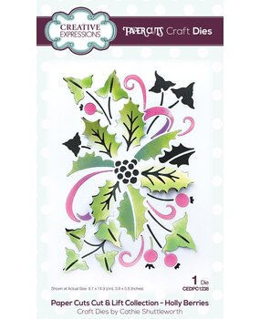 Creative Expressions Cathie Shuttleworth Paper Cuts Cut & Lift Holly Berries (CEDPC1238) (OUTLET)