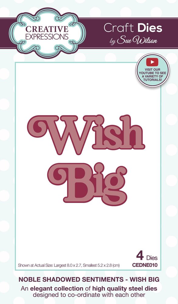 Creative Expressions Sue Wilson Craft Die Noble Shadowed Sentiments Wish Big (CEDNE010) (OUTLET)