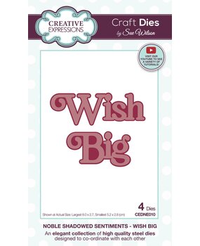 Creative Expressions Sue Wilson Craft Die Noble Shadowed Sentiments Wish Big (CEDNE010) (OUTLET)