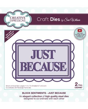 Creative Expressions Sue Wilson Craft Die Block Sentiments Just Because (CED4467) (OUTLET)