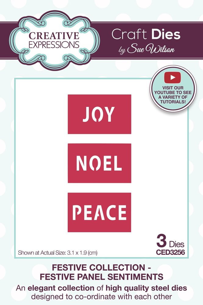 Creative Expressions Sue Wilson Craft Die Festive Panel Sentiments (CED3256) (OUTLET)