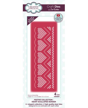 Creative Expressions Sue Wilson Craft Die Festive Heart Scalloped Border (CED3251) (OUTLET)