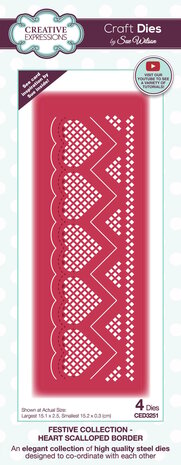 Creative Expressions Sue Wilson Craft Die Festive Heart Scalloped Border (CED3251) (OUTLET)