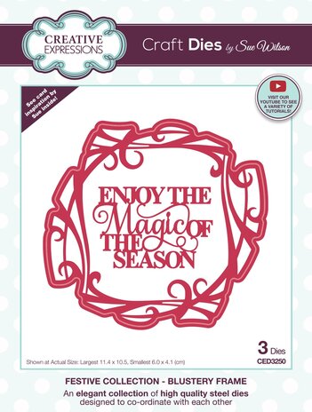 Creative Expressions Sue Wilson Craft Die Festive Blustery Frame (CED3250) (OUTLET)