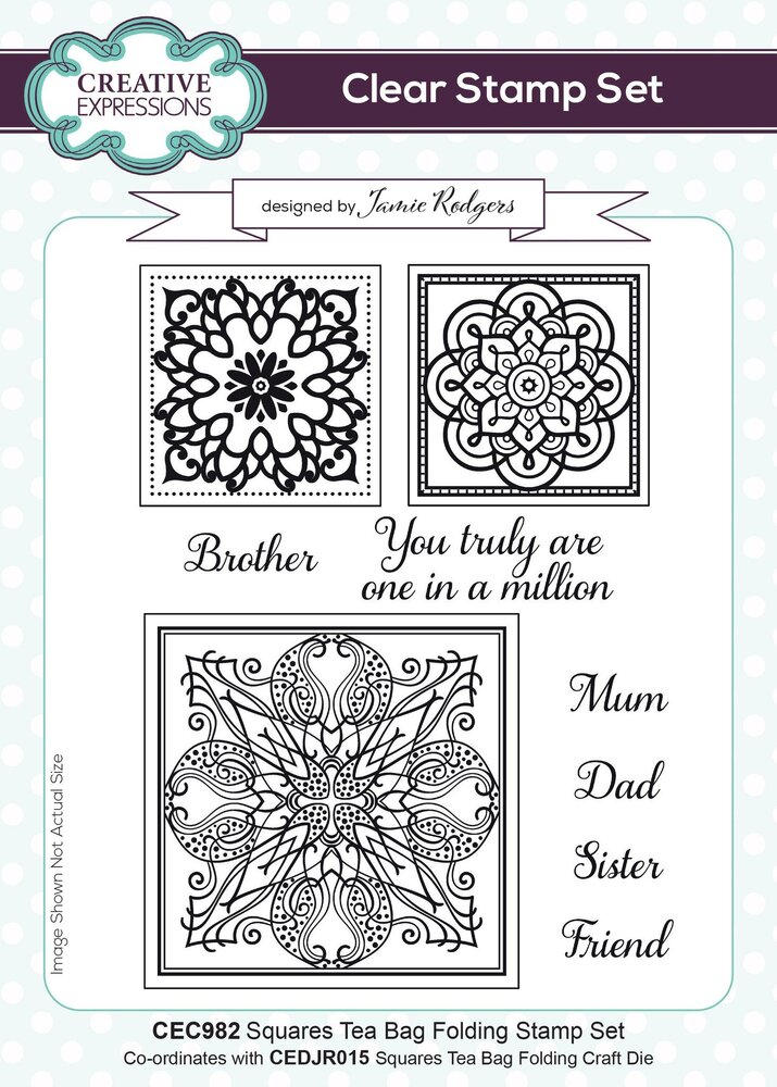 Creative Expressions Jamie Rodgers Clear Stamp A5 Squares Tea Bag Folding (CEC982) (OUTLET)