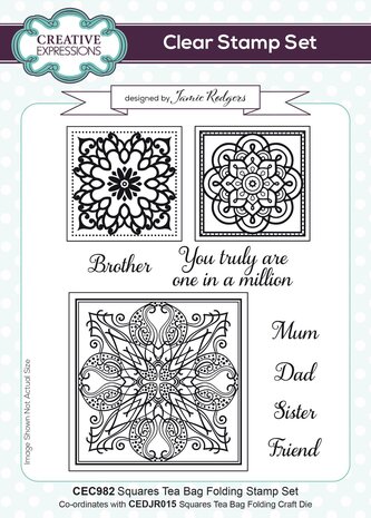 Creative Expressions Jamie Rodgers Clear Stamp A5 Squares Tea Bag Folding (CEC982) (OUTLET)