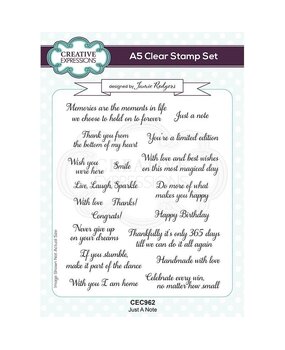 Creative Expressions Jamie Rodgers Clear Stamp A5 Just A Note (CEC962) (OUTLET)
