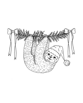 Crafty Individuals Christmas Sloth Unmounted Rubber Stamps (CI-639) (OUTLET)