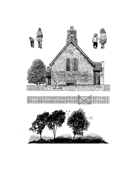 Crafty Individuals Red Brick Church Unmounted Rubber Stamps (CI-623) (OUTLET)
