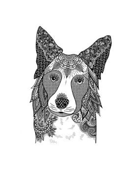 Crafty Individuals Happy Collie Unmounted Rubber Stamps (CI-594) (OUTLET)