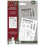 Crafter's Companion Vintage Snowman Clear Stamp Merry and Bright (VINSN-ST-CA-MAB) (OUTLET)