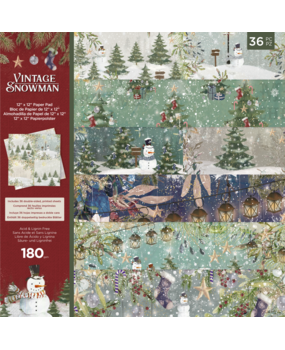 Crafter's Companion Vintage Snowman 12x12 Inch Paper Pad (VINSN-PAD12) (OUTLET)