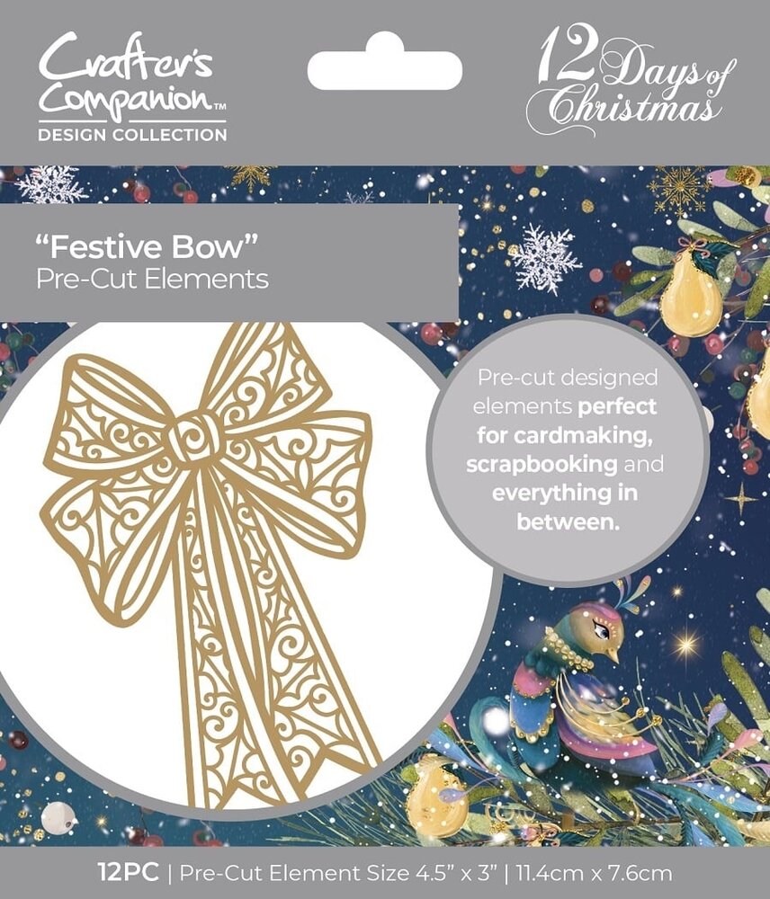 Crafter's Companion Twelve Days of Christmas Pre-cut Elements Festive Bow (TDC-QPCE-FEBO) (OUTLET)