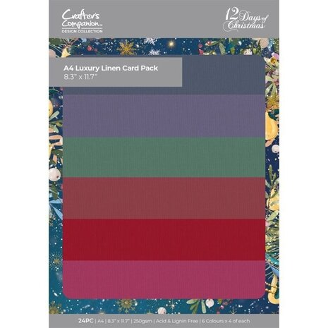 Crafter's Companion Twelve Days of Christmas Luxury Linen Card A4 (TDC-LINEN-A4) (OUTLET)