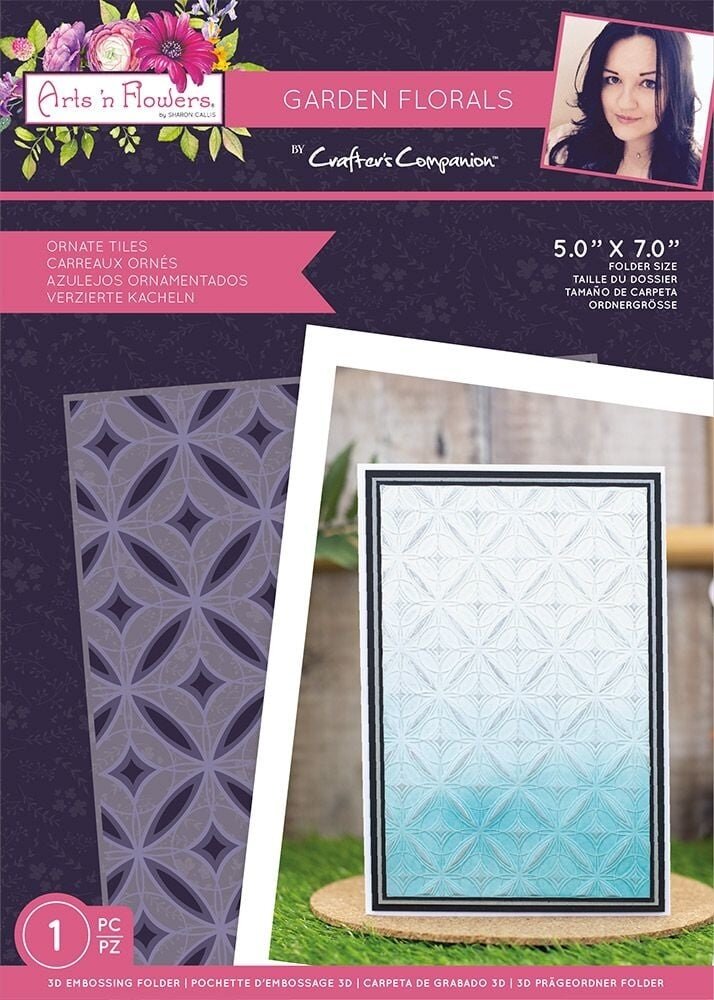 Crafter's Companion Arts 'n Flowers Garden Florals 3D Emb. Folder Ornate Tiles (SCC-AF-GFL-EF5-3D-ORTI) (OUTLET)