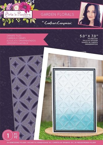 Crafter's Companion Arts 'n Flowers Garden Florals 3D Emb. Folder Ornate Tiles (SCC-AF-GFL-EF5-3D-ORTI) (OUTLET)