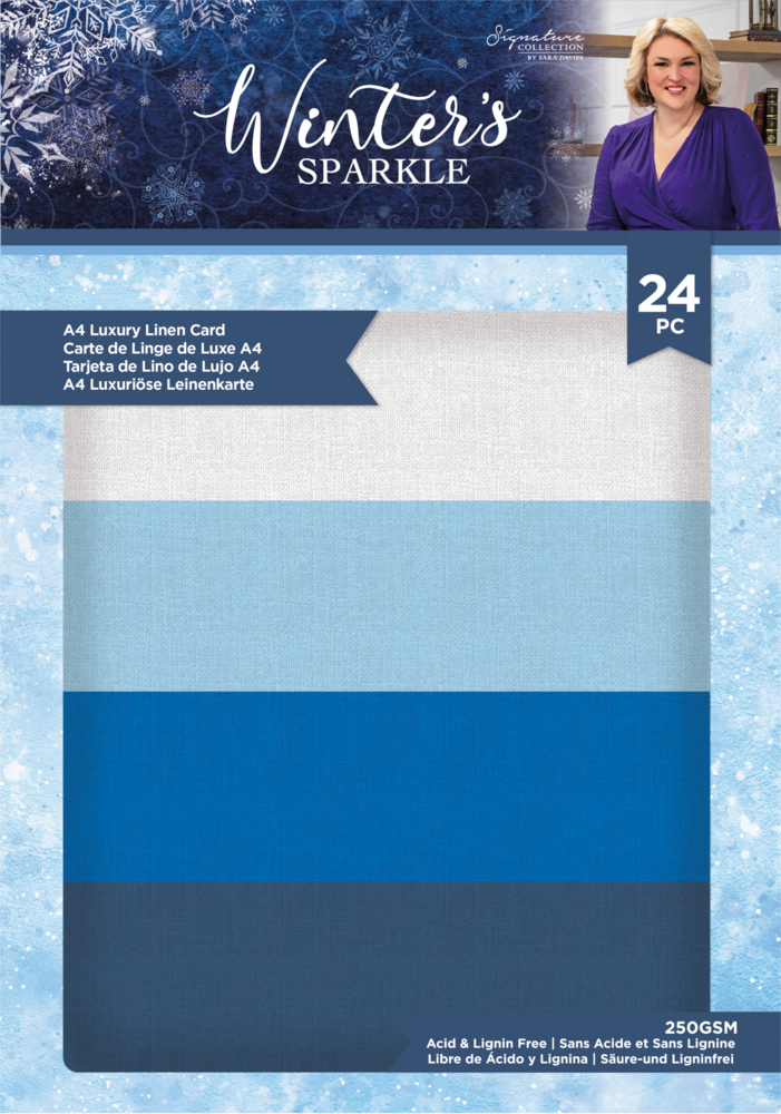 Crafter's Companion Winter's Sparkle A4 Luxury Linen Card Pack (S-WISP-LMIXCARD-A4) (OUTLET)