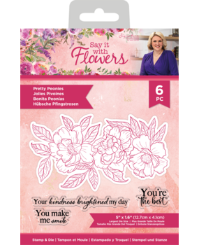 Crafter's Companion Say It With Flowers Stamp & Die Pretty Peonies (S-SIWF-STD-PRPE) (OUTLET)