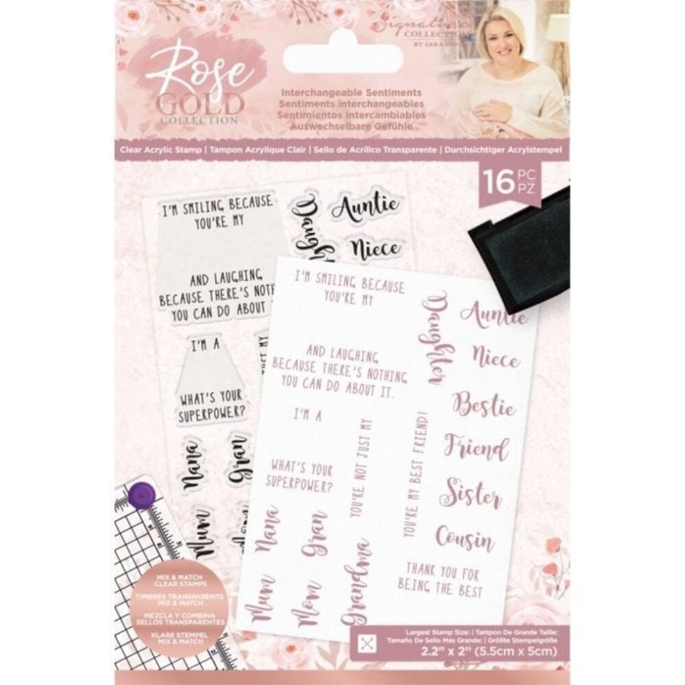 Crafter's Companion Rose Gold Interchangeable Sentiments Clear Stamps (S-RG-ST-INTER) (OUTLET)