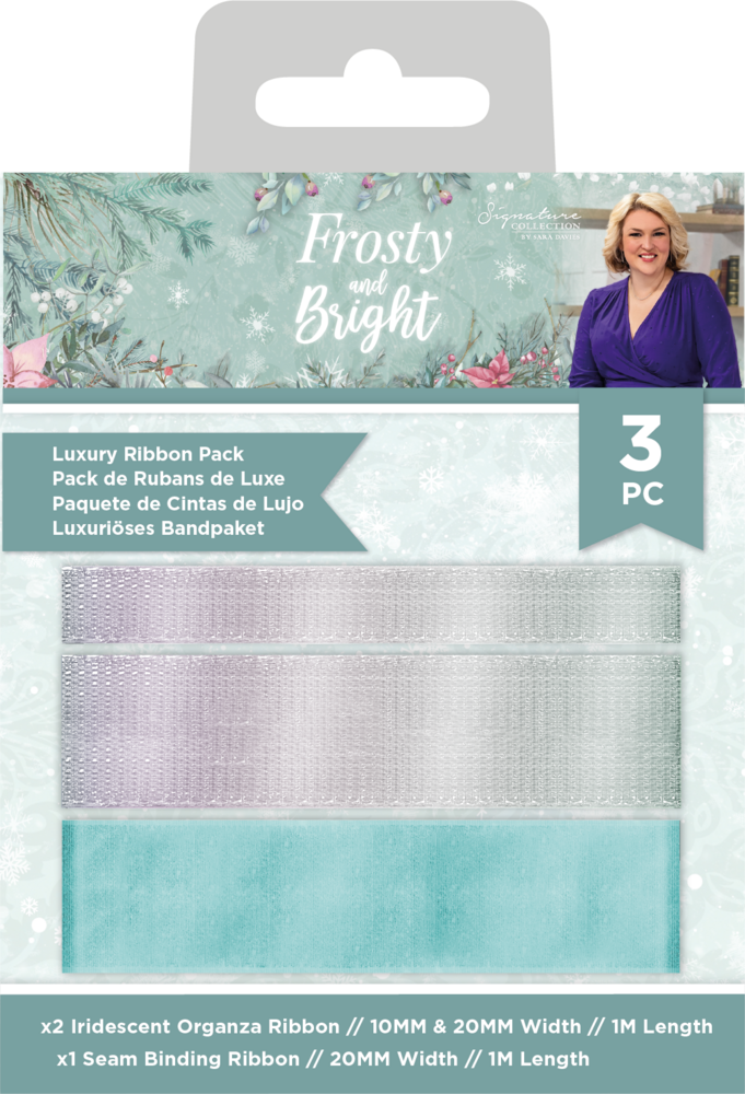 Crafter's Companion Frosty and Bright Luxury Ribbon Pack (3pcs) (S-FRBR-LUXRIB) (OUTLET)