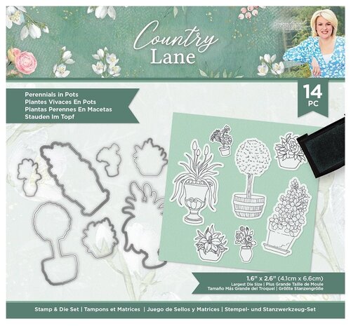 Crafter's Companion Country Lane Stamp & Die Perennials in Pots (S-CLANE-STD-PINP) (OUTLET)