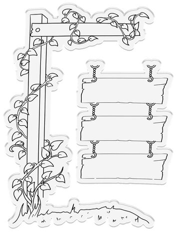 Crafter's Companion Country Lane Stamp & Die Hanging Sign and Vines (S-CLANE-STD-HSAV) (OUTLET)
