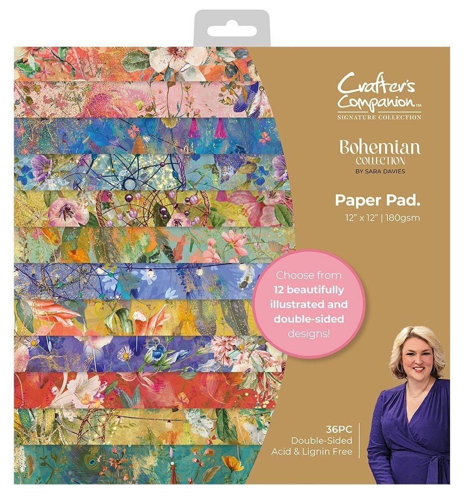 Crafter's Companion Bohemian Collection 12x12 Inch Paper Pad (S-BOH-PAD12) (OUTLET)