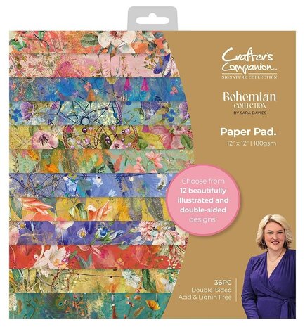 Crafter's Companion Bohemian Collection 12x12 Inch Paper Pad (S-BOH-PAD12) (OUTLET)