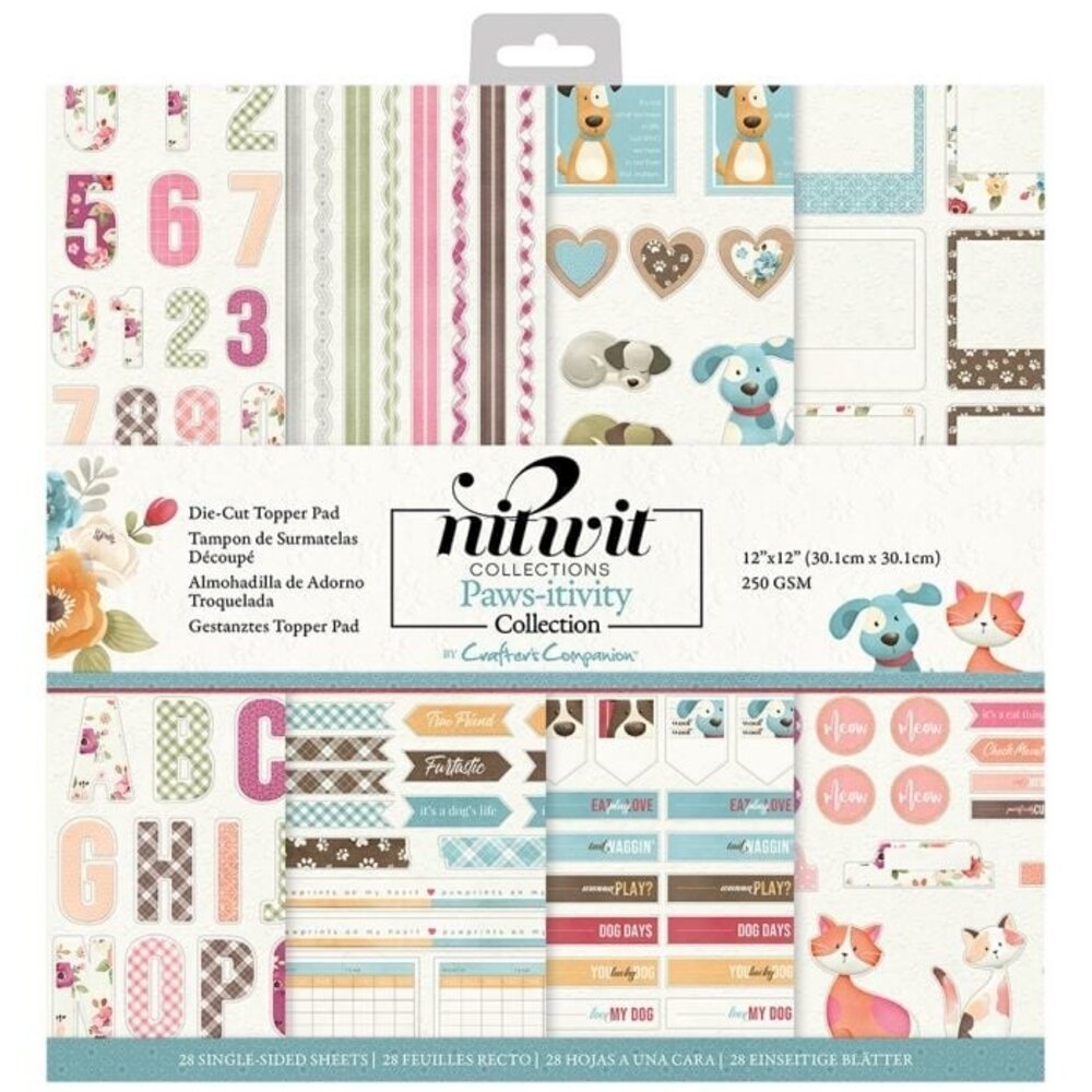 Crafter's Companion Pawsitivity 12x12 Inch Die-Cut Topper Pad (NIT-PAW-TOP12) (OUTLET)