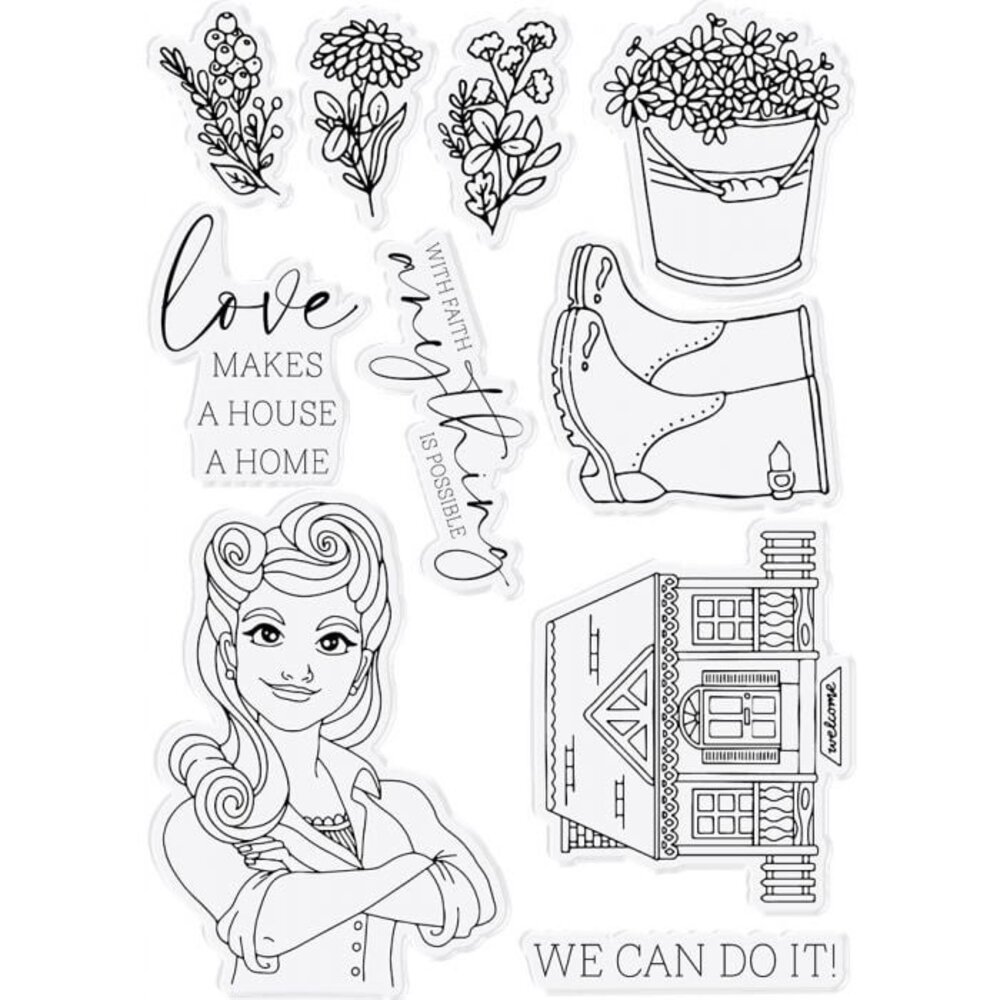 Crafter's Companion Farmhouse We Can Do It Clear Stamps (NG-FH-CA-WCDI) (OUTLET)