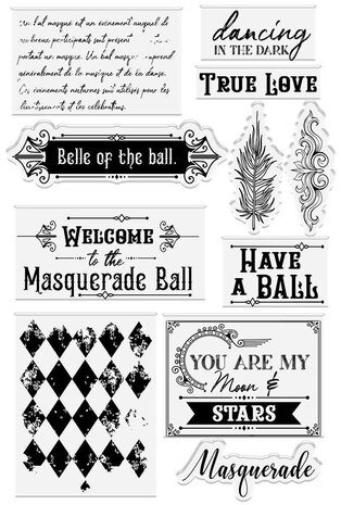 Crafter's Companion Masquerade Ball Clear Stamps Masquerade Sentiments (MB-ST-CA-MASE) (OUTLET)