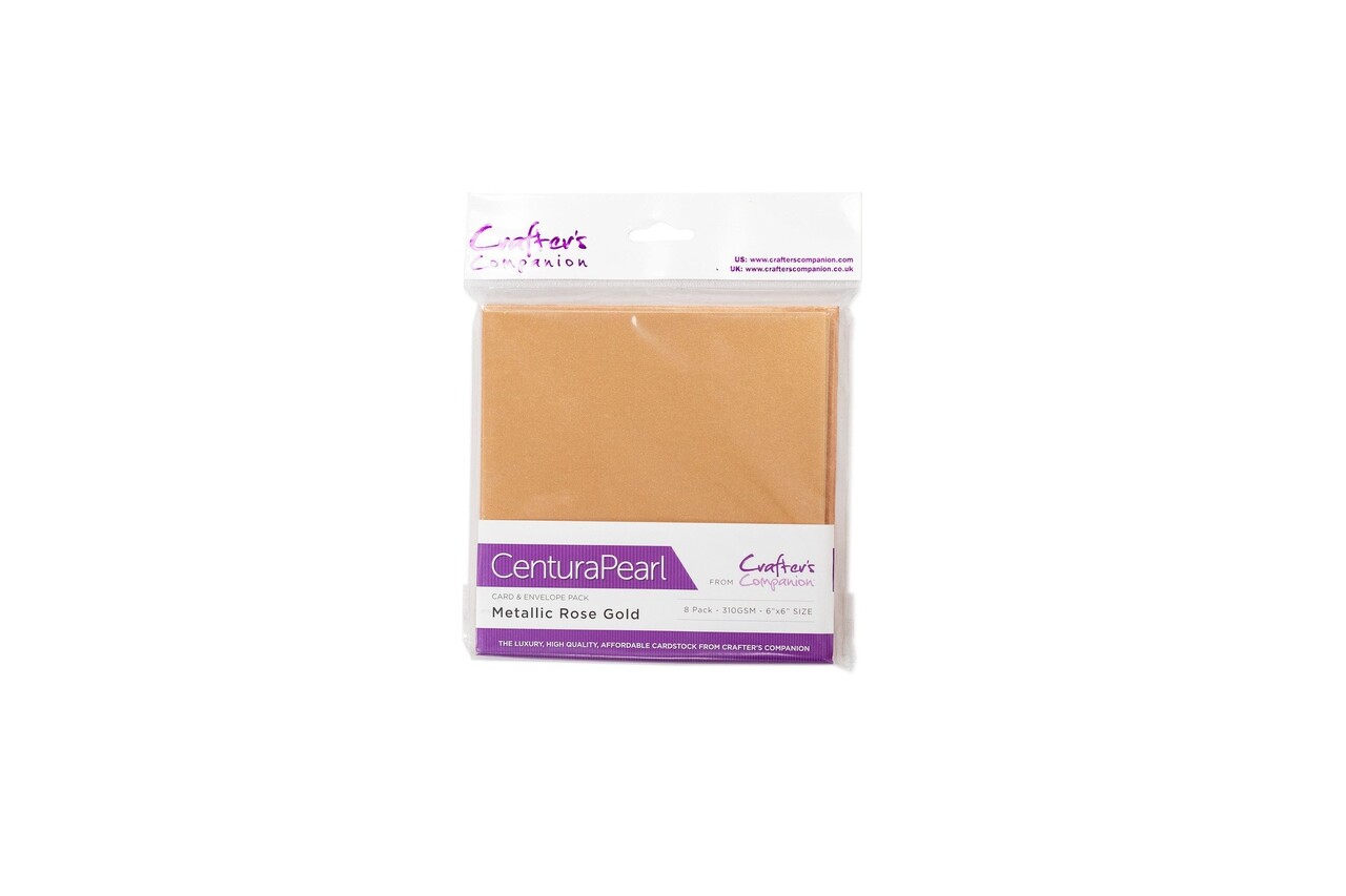 Crafter's Companion CenturaPearl Card & Envelope 6x6 Inch Metallic Rose Gold (8pcs) (CPCE-6X6-MRGOLD) (OUTLET)