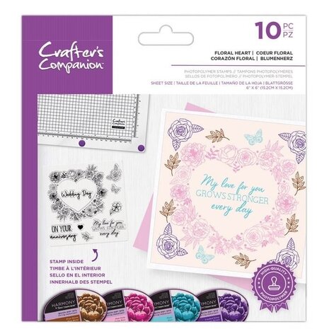 Crafter's Companion Floral Heart Clear Stamps (CC-STP-FHEA) (OUTLET)