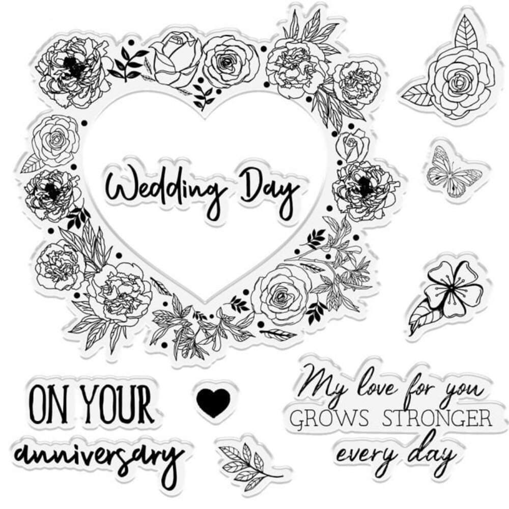 Crafter's Companion Floral Heart Clear Stamps (CC-STP-FHEA) (OUTLET)