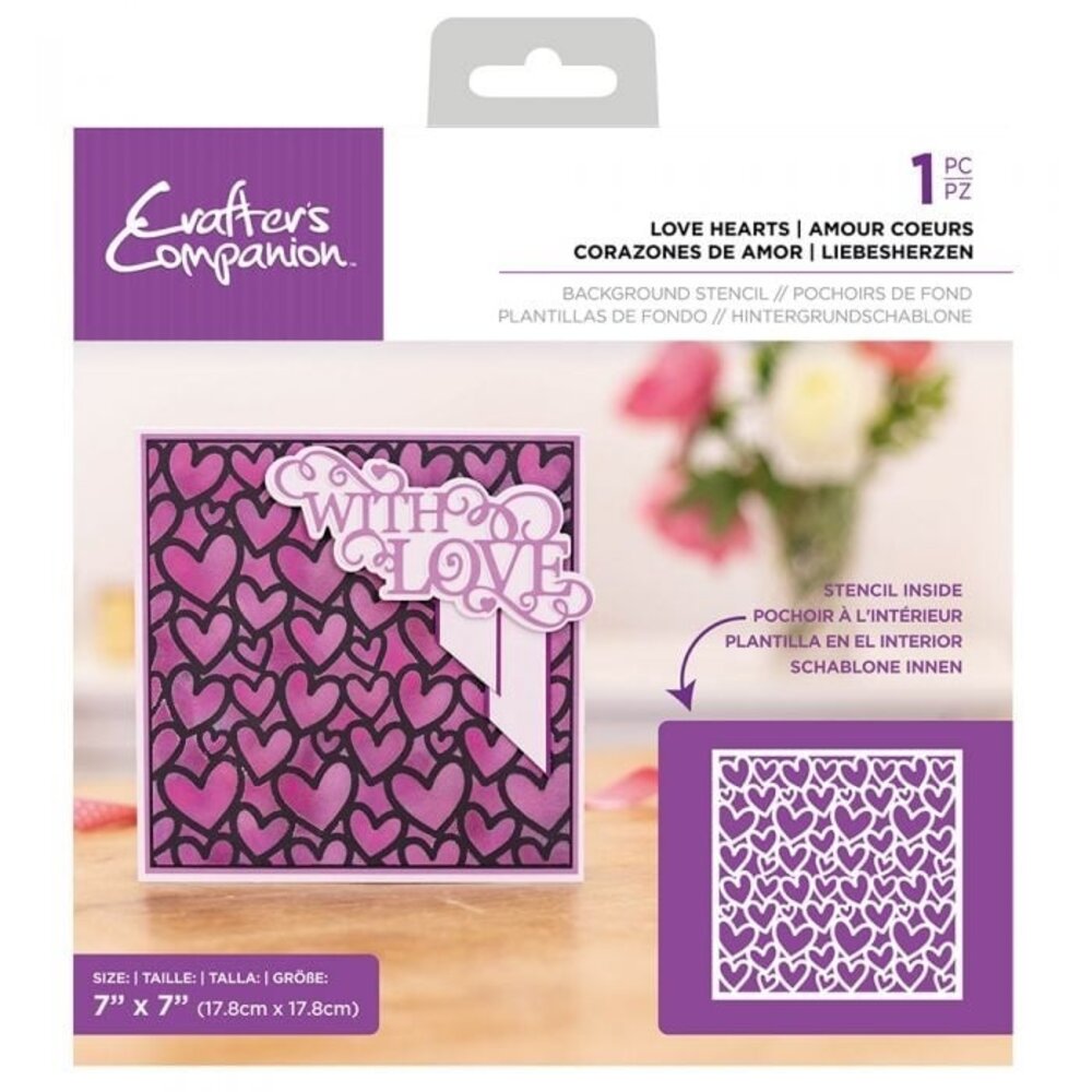 Crafter's Companion Love Hearts Background Stencils (CC-STEN-LOVHEA) (OUTLET)