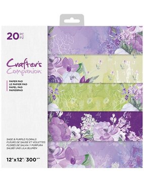 Crafter's Companion Sage & Purple Florals 12x12 Inch Paper Pad (CC-PAD12-SAPU) (OUTLET)