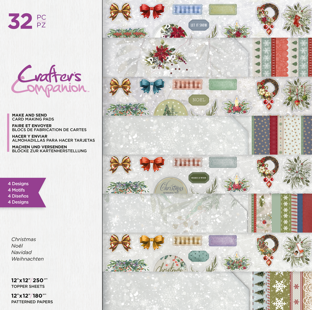 Crafter's Companion Make and Send Christmas 12x12 Inch Card Making Pad (CC-PAD12-MAS-XMAS) (OUTLET)