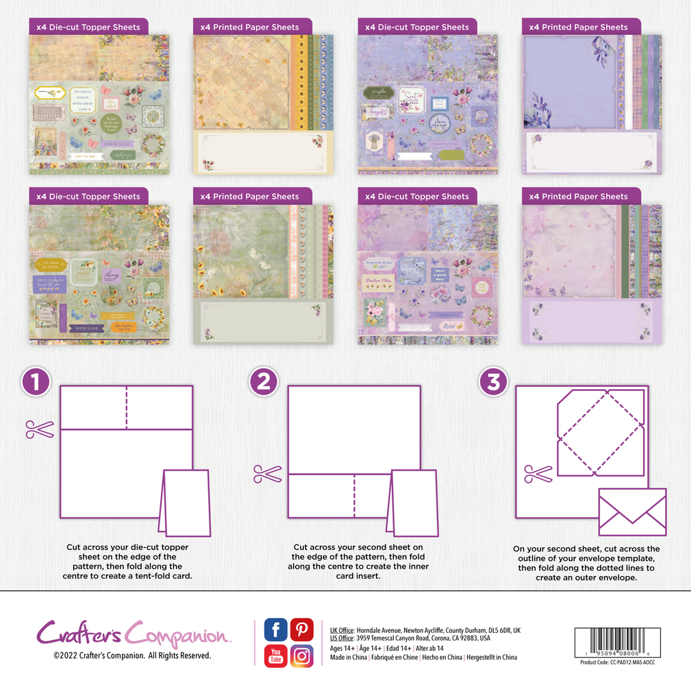 Crafter's Companion Make and Send All Occasions 12x12 Inch Card Making Pad (CC-PAD12-MAS-AOCC) (OUTLET)