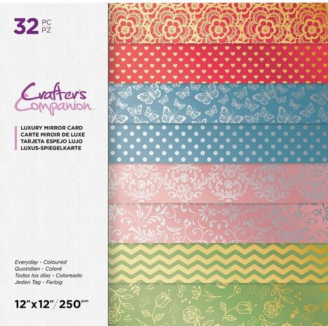 Crafter's Companion Everyday Coloured 12x12 Inch Luxury Mirror Card Pad (CC-LMC12-EVCOL-32) (OUTLET)