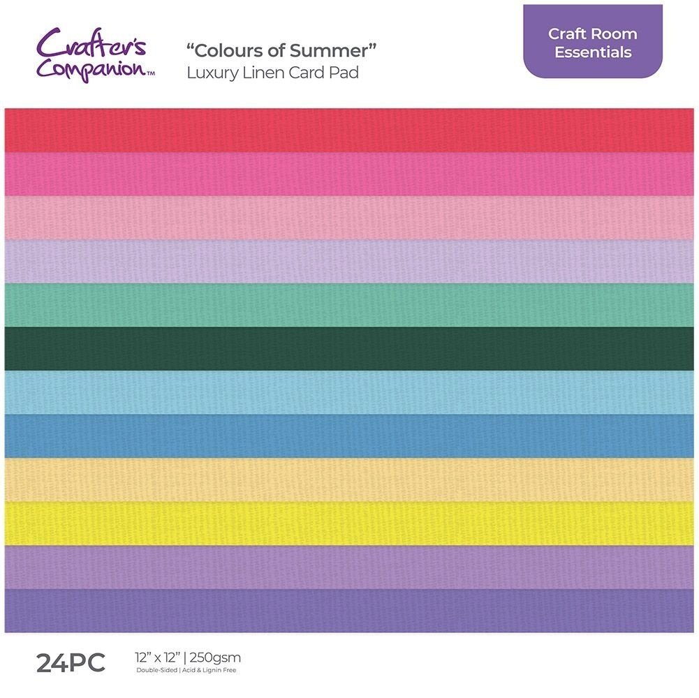 Crafter's Companion Colours of Summer 12x12 Inch Luxury Linen Card Pad (CC-LINEN12-COSU) (OUTLET)