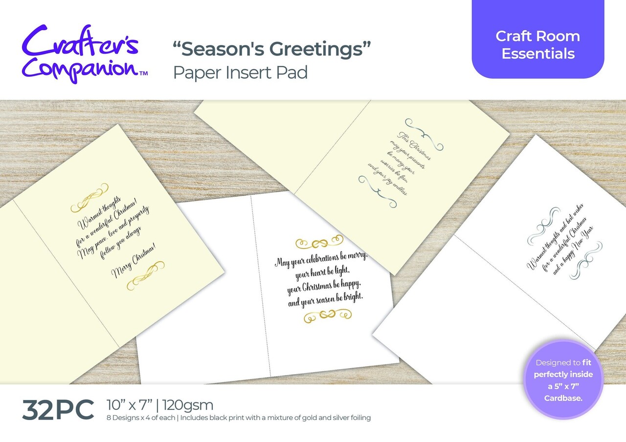 Crafter's Companion Christmas Verses 5 x7 Inch Insert Pad (Gold & Silver) (CC-IPAD-SGRS-GS) (OUTLET)