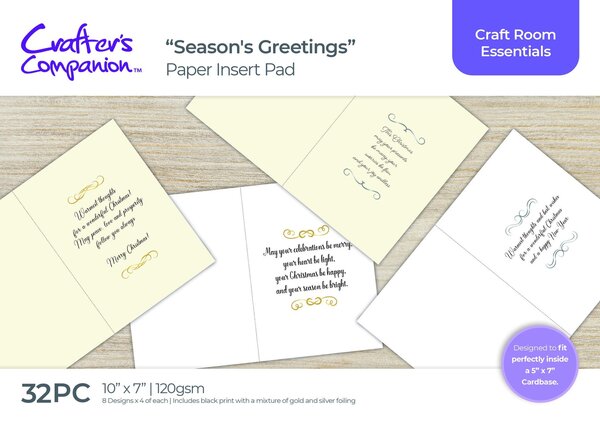 Crafter's Companion Christmas Verses 5 x7 Inch Insert Pad (Gold & Silver) (CC-IPAD-SGRS-GS) (OUTLET)