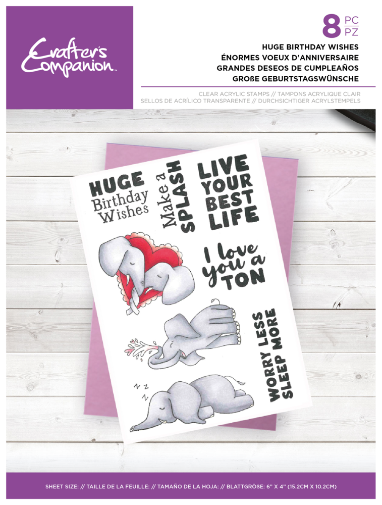 Crafter's Companion Huge Birthday Wishes Clear Stamps (CC-CA-ST-HUBW) (OUTLET)