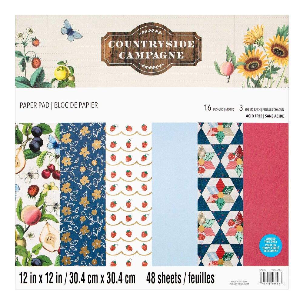 Craft Smith Countryside Campagne 12x12 Inch Paper Pad (MSE7834) (OUTLET)