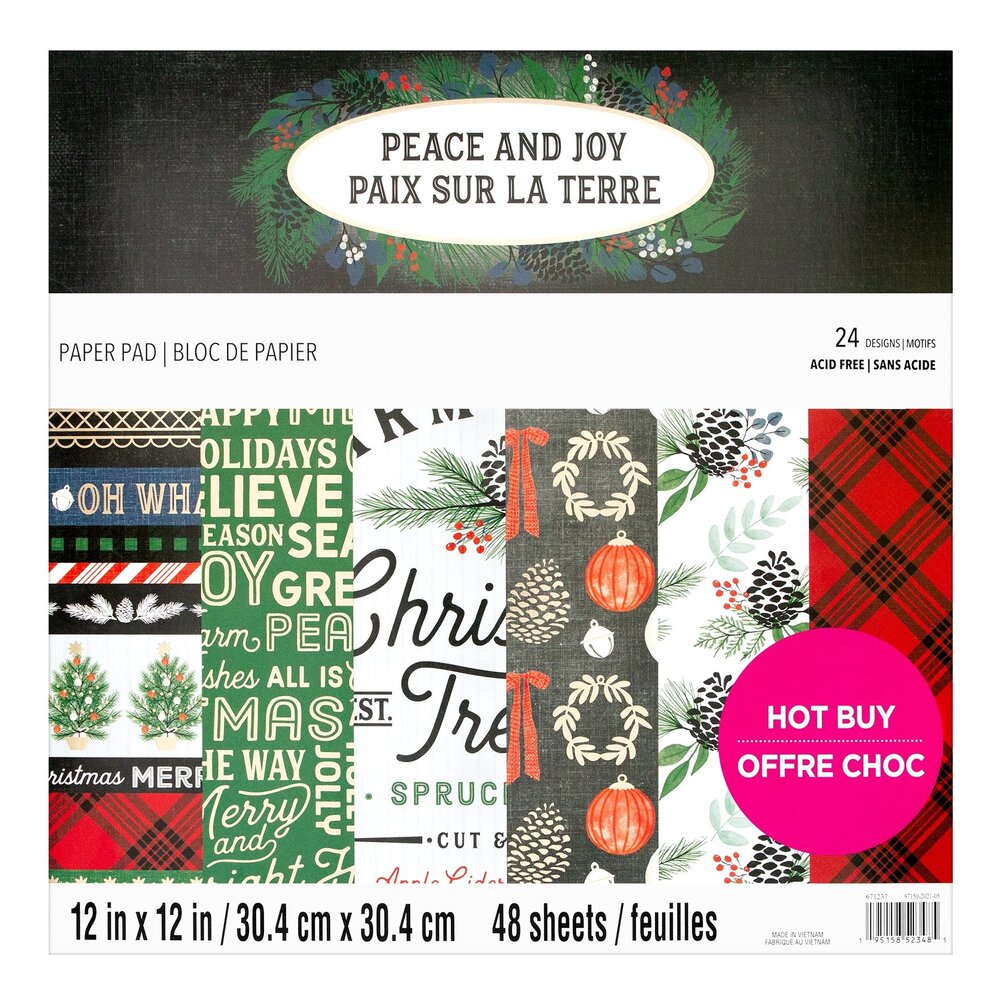 Craft Smith Peace and Joy 12x12 Inch Paper Pad (MSE7486) (OUTLET)