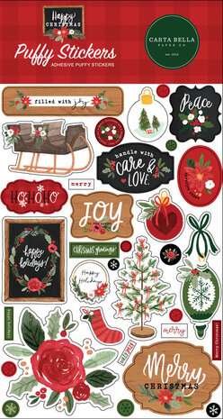 Carta Bella Happy Christmas Puffy Stickers (CBXM140066) (OUTLET)