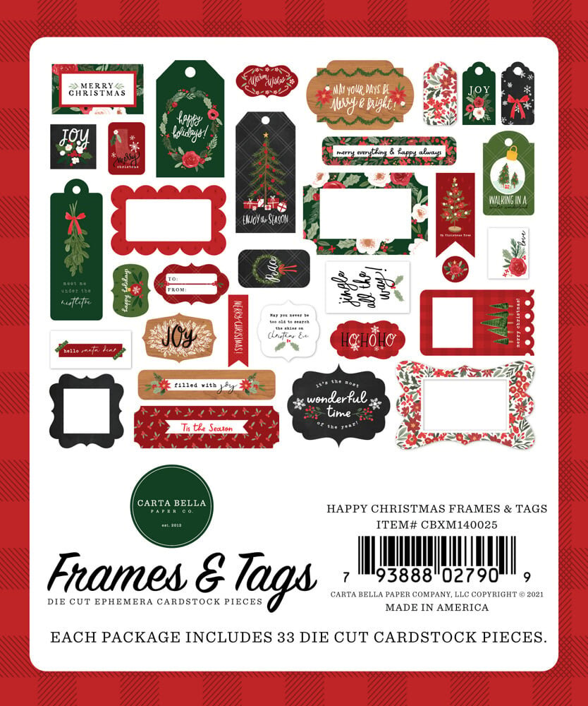 Carta Bella Happy Christmas Frames & Tags (CBXM140025) (OUTLET)