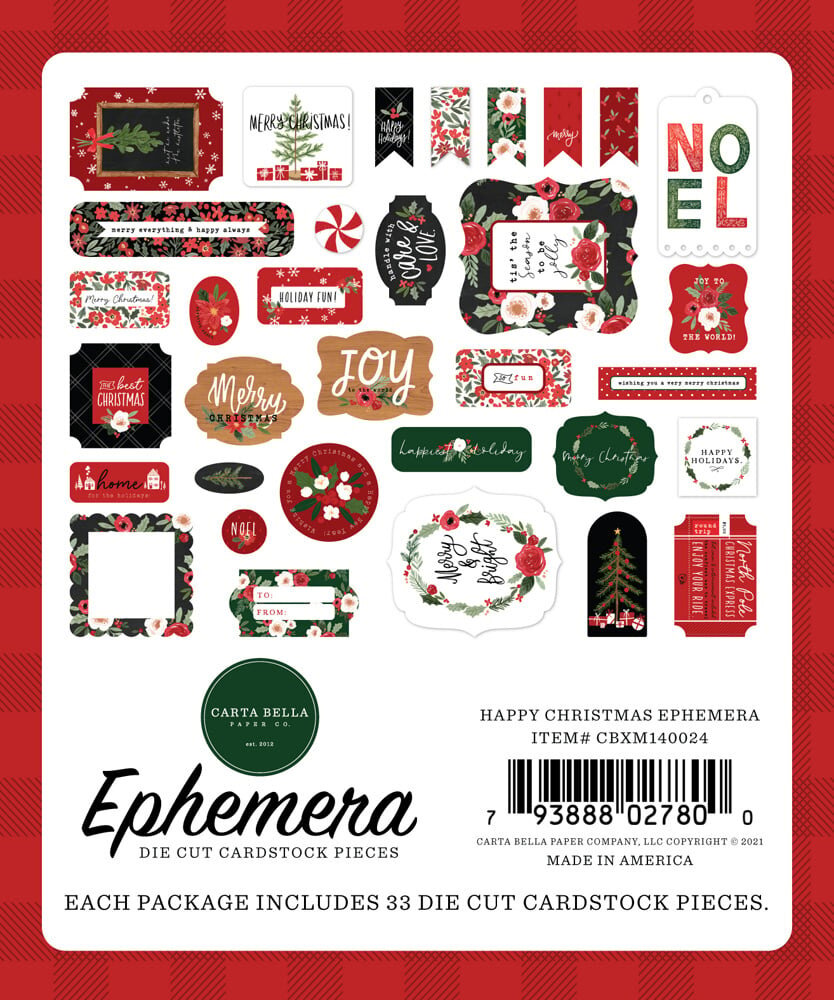 Carta Bella Happy Christmas Ephemera (CBXM140024) (OUTLET)